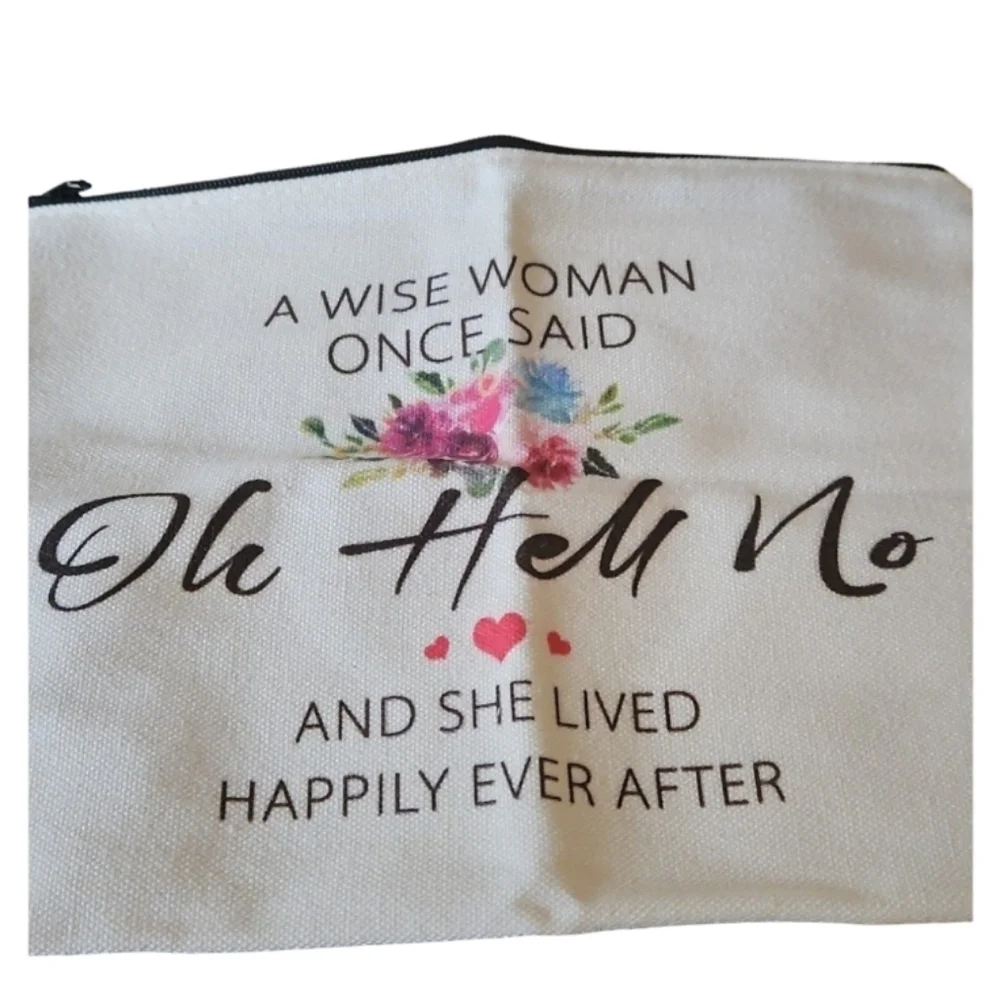Canvas Cosmetic Pouch | Floral with Inspirational Quote